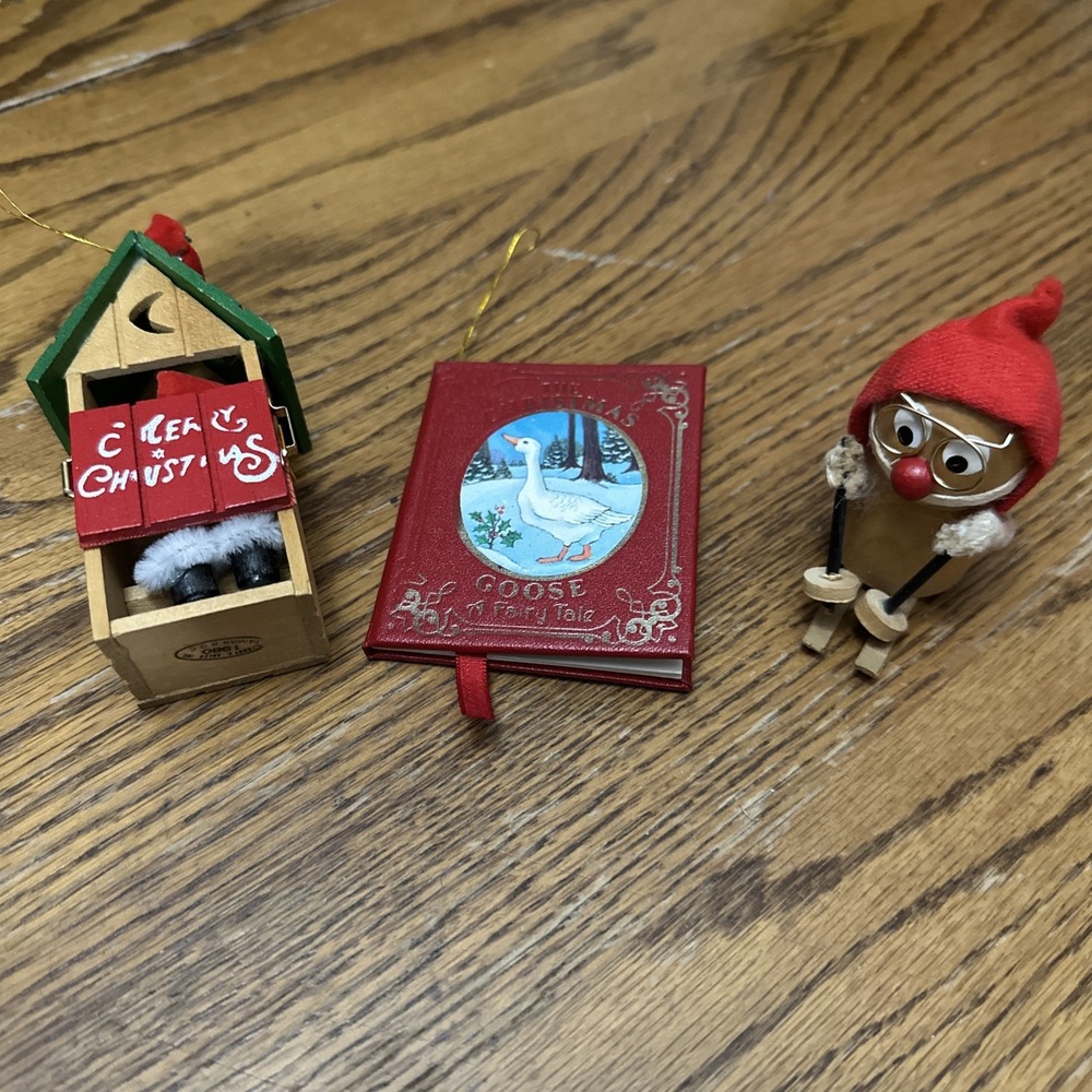 Lot Of Vintage Kurt Adler Christmas Ornaments Outhouse‎ Goose Book Skiing Gnome